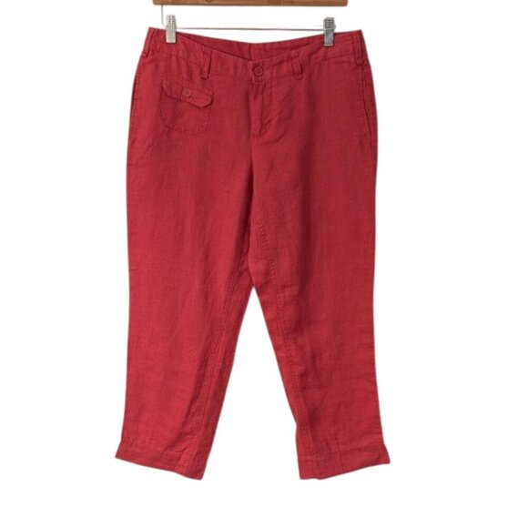 Cynthia Rowley Linen Pants Pocket Red Size 6 - Picture 1 of 5